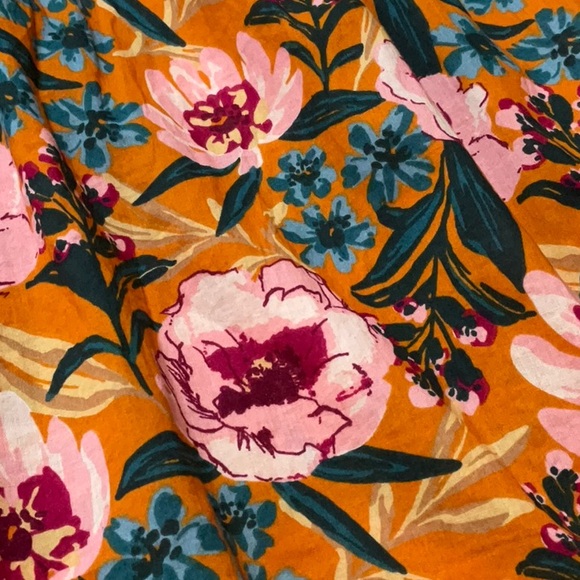 Topshop Orange Floral Three Quarter Inch Puffed Sleeve Mini Dress Size 12 - Picture 10 of 10